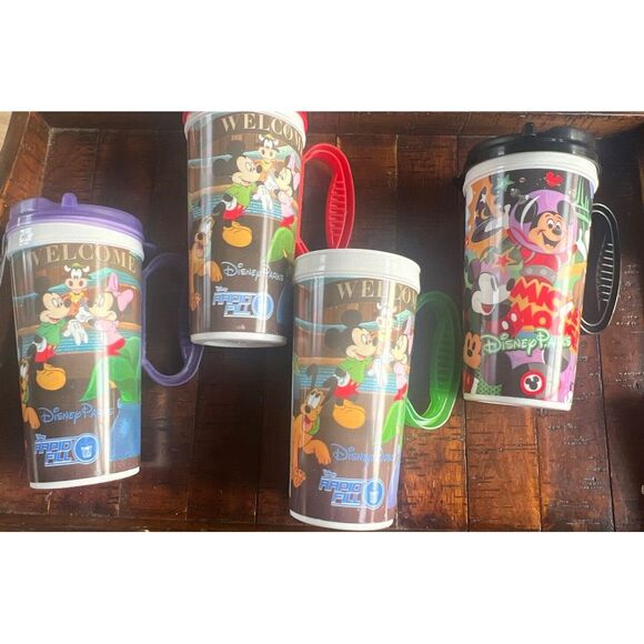 WDW Resort Parks Rapid Refillable Mug Cup Lid Travel‎ Disney World Lot Of 4 - Picture 2 of 8
